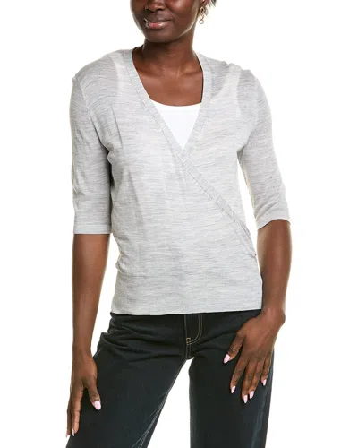 Lafayette 148 New York Wrap Silk Pullover In Gray