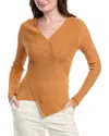 Lafayette 148 New York Wrapped Front Ribbed Silk-blend Sweater In Brown