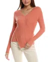 Lafayette 148 New York Wrapped Front V-neck Silk-blend Sweater In Orange