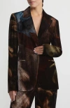 Lafayette 148 Single-button Tailored Velvet Blazer In Burnt Sienna Multi