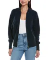 Lafayette 148 New York Zip Front Cashmere & Wool-blend Cardigan In Blue