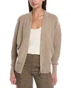 Lafayette 148 New York Zip Front Cashmere & Wool-blend Cardigan In Brown