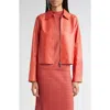 Lafayette 148 New York Zip Front Crop Jacket In Orange