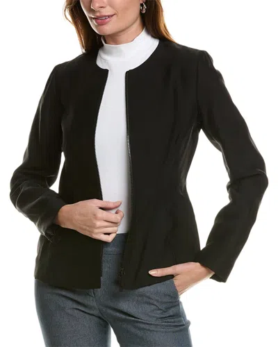 Lafayette 148 New York Zip Front Fitted Jacket In Black