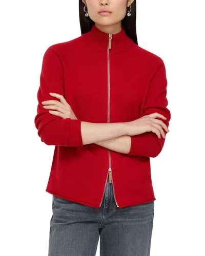 Lafayette 148 New York Zip Front Stand Collar 100% Cashmere Cardigan