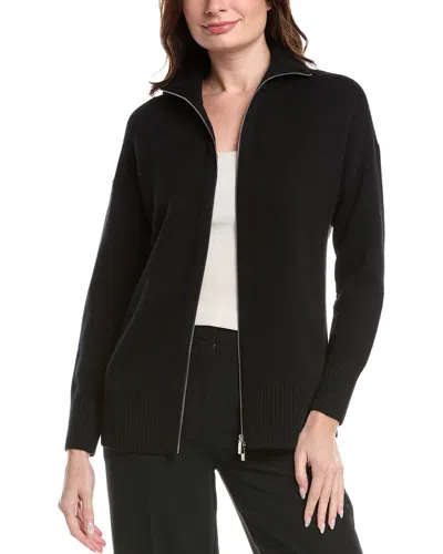 Lafayette 148 New York Zip Front Sweater Jacket In Black