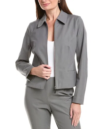 Lafayette 148 New York Zip Front Tailored Jacket In Gray