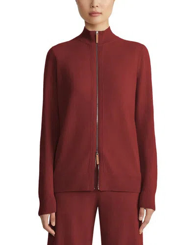 Lafayette 148 New York Zip Front Wool & Cashmere-blend Cardigan In Red