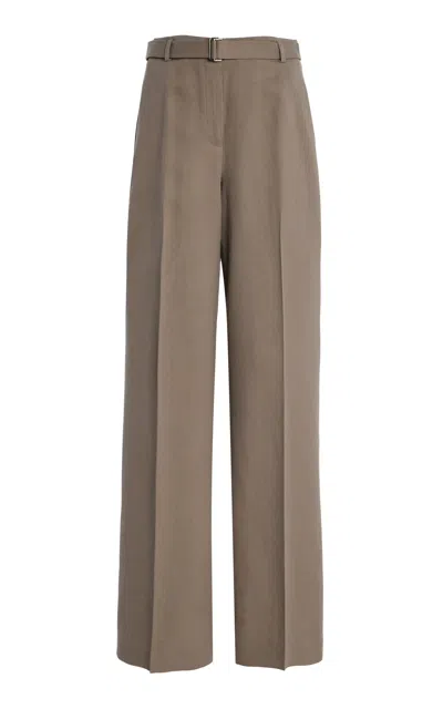 Lafayette 148 Noble Belted Linen Wide Leg Pant In Grey