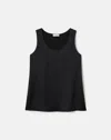 Lafayette 148 Noir Satin Sleeveless Blouse In Black