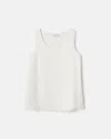 Lafayette 148 Noir Satin Sleeveless Blouse In White