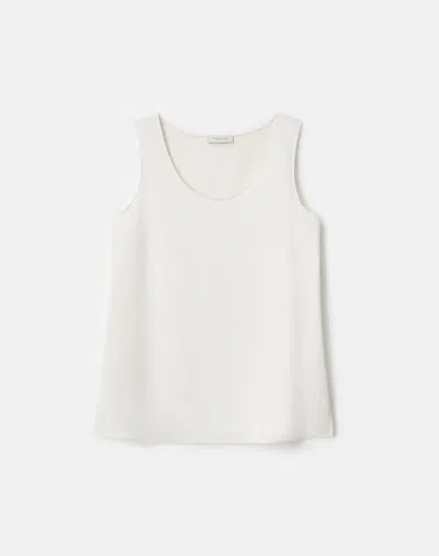 Lafayette 148 Noir Satin Sleeveless Blouse In White