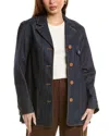 Lafayette 148 New York Notched Collar Chore Jacket In Blue