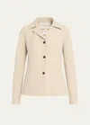 Lafayette 148 Notched-lapel Techno Stretch Twill Jacket In Khaki