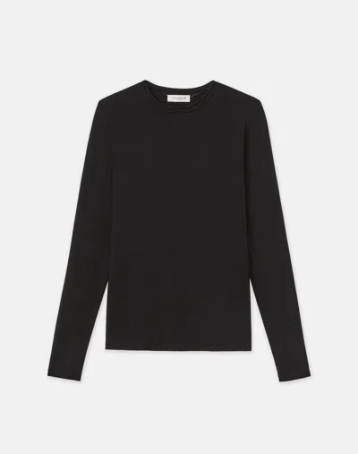 Lafayette 148 Nouveau Jersey Crewneck Tee In Black