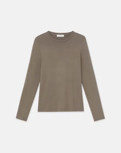 Lafayette 148 Nouveau Jersey Crewneck Tee In Grey