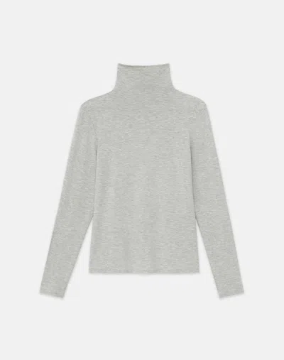 Lafayette 148 Nouveau Jersey Turtleneck In Grey Heather
