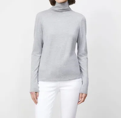 Lafayette 148 Nouveau Jersey Turtleneck Top In Nickel Melange In Grey