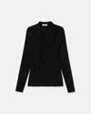 Lafayette 148 Nouveau Jersey Wrap Front Top In Black