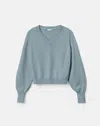Lafayette 148 Ny Cotton Silk Long Sleeve V Neck Sweater