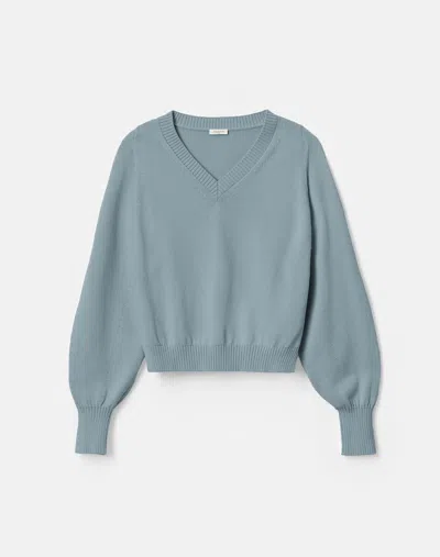 Lafayette 148 Ny Cotton Silk Long Sleeve V Neck Sweater