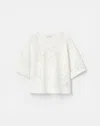 Lafayette 148 Ny Eyelet Cotton French Terry Short Sleeve Sweatshirt In Multi