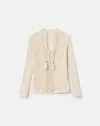 Lafayette 148 Ny Hand Beaded Cotton Open Knit Long Sleeve Tunic