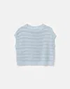 Lafayette 148 Ny Metallic Lace Open Knit Cap Sleeve Top