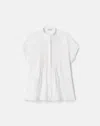 Lafayette 148 Ny Petite Organic Linen Pintuck Short Sleeve Blouse