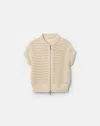 Lafayette 148 Ny Plus Size Cotton Open Knit Zip Front Bomber Vest