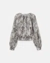 Lafayette 148 New York Speckled Glaze Print Gathered Georgette Blouse
