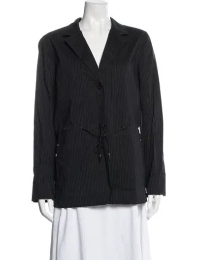 Pre-owned Lafayette 148 Nylon Striped Blazer In Gray