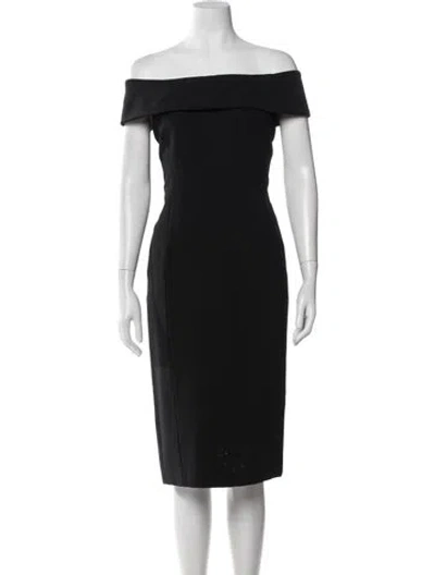 Pre-owned Lafayette 148 Off-the-shoulder Knee-length Dress In Black