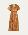 Lafayette 148 Plus-size Pastel Print Gemma Cloth Voile Belted Shirtdress In Raffia