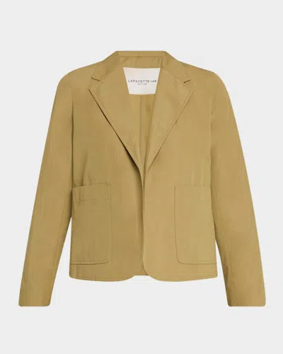 Lafayette 148 Open-front Cotton Boyfriend Blazer In Brown