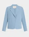 Lafayette 148 Open-front Cotton Boyfriend Blazer In Paper Blue