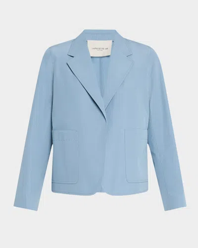 Lafayette 148 Open-front Cotton Boyfriend Blazer In Paper Blue