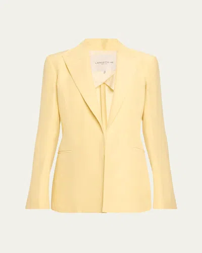 Lafayette 148 Open-front Peak-lapel Blazer In Yellow Yarrow