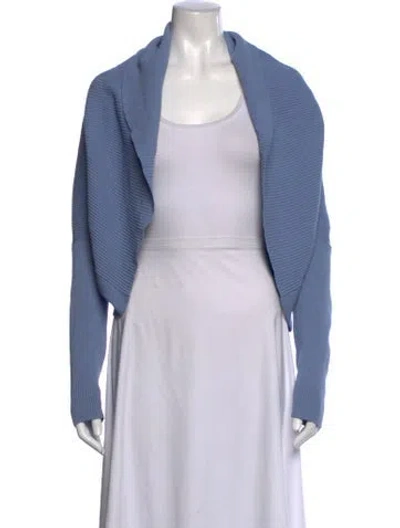 Pre-owned Lafayette 148 Open Front Sweater In Blue