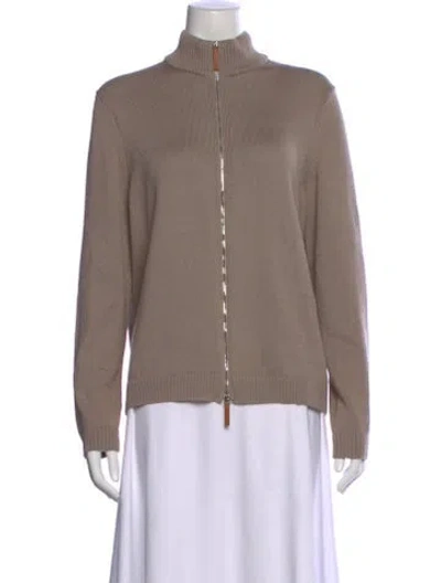 Pre-owned Lafayette 148 Open Front Sweater In Brown