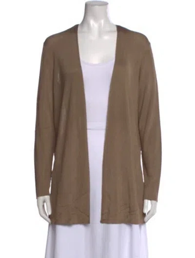 Pre-owned Lafayette 148 Open Front Sweater In Brown