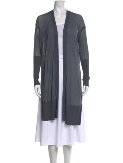 Pre-owned Lafayette 148 Open Front Sweater In Gray