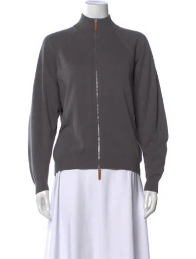 Pre-owned Lafayette 148 Open Front Sweater In Gray