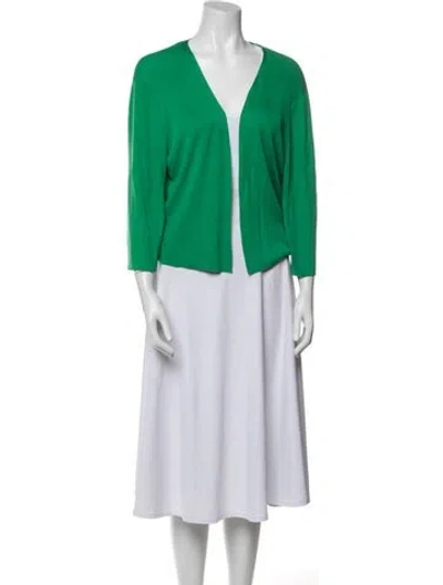 Pre-owned Lafayette 148 Open Front Sweater In Green