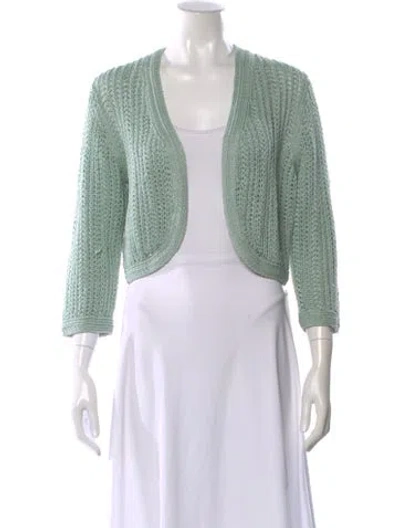 Pre-owned Lafayette 148 Open Front Sweater In Green