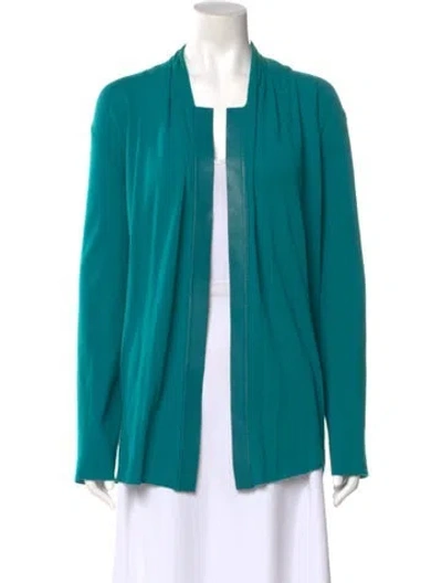 Pre-owned Lafayette 148 Open Front Sweater In Green