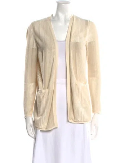 Pre-owned Lafayette 148 Open Front Sweater In Neutral