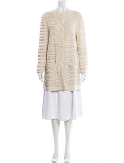 Pre-owned Lafayette 148 Open Front Sweater In Neutral