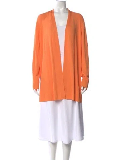 Pre-owned Lafayette 148 Open Front Sweater In Orange