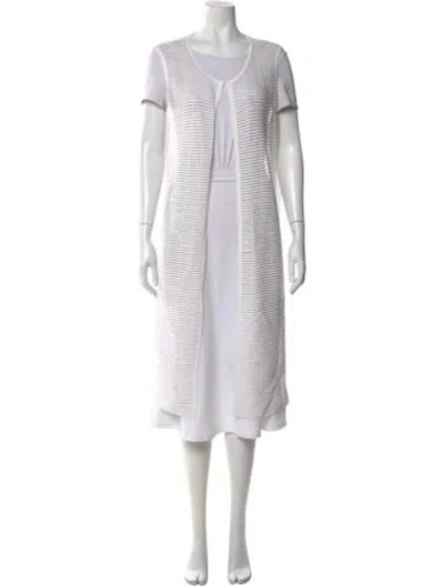 Pre-owned Lafayette 148 Open Front Sweater In White